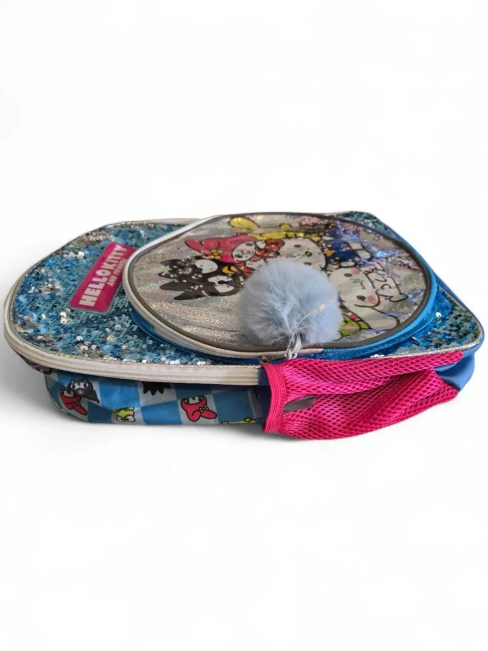 Hello Kitty Friends Sequin Mini Backpack Glitter Sanrio Kids Bag NWT Pom Pom